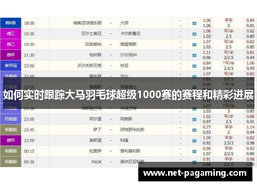 如何实时跟踪大马羽毛球超级1000赛的赛程和精彩进展